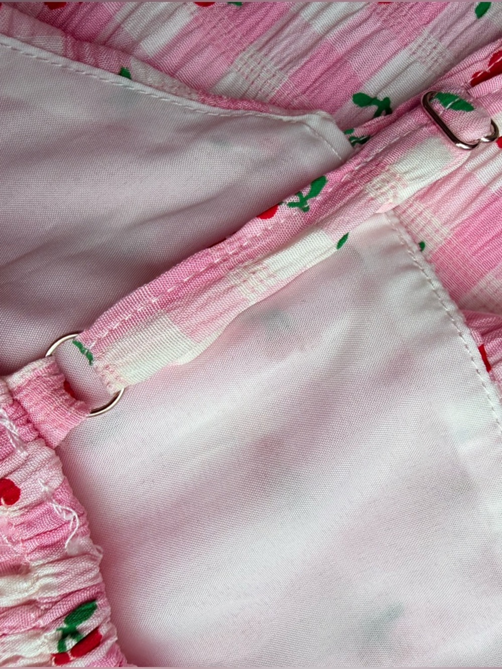 Pink Cherry Gingham Print Tank with Adjustable Straps - Picture 4 of 6